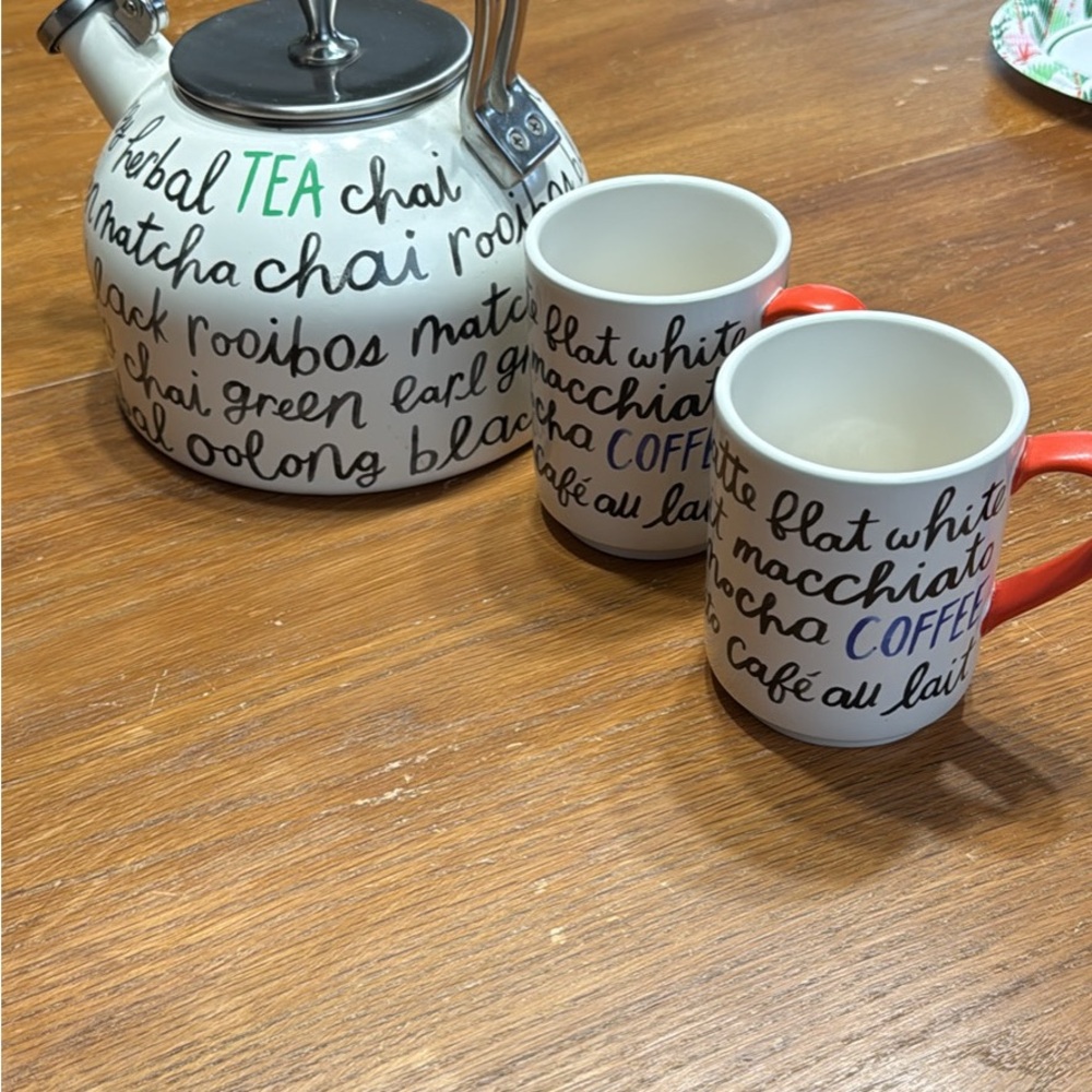 Kate Spade Lenox tea kettle and mugs